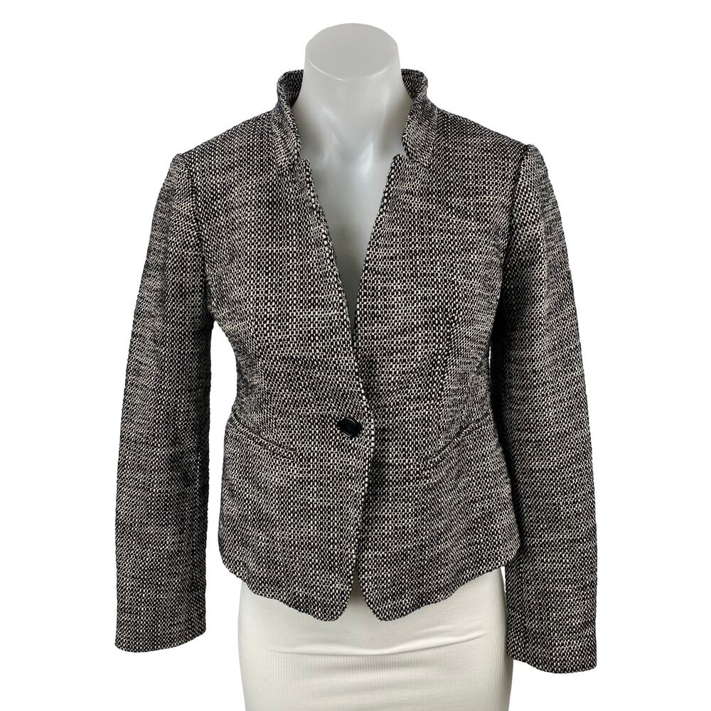 Ann Taylor LOFT Gray Textured Long Sleeve Single Breasted Blazer Coat Jacket 0